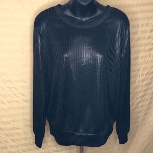 Chic Black Sheer and Black Pinstripe Sweater